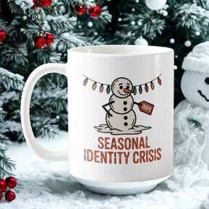 Seasonal Identity Crisis   Xmas Melting Snowman  Coffee Mug