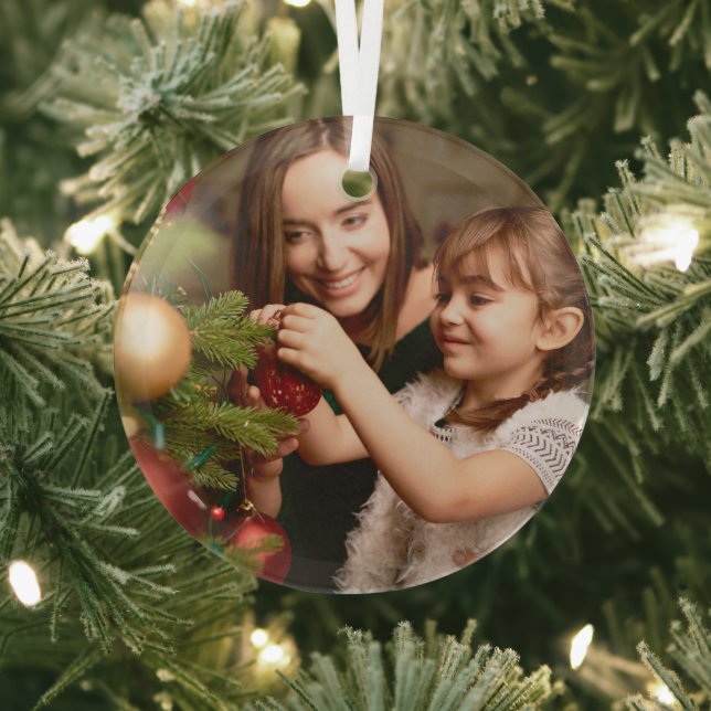Seasonal Mother & Daughter Family Decorating Tree Glass Tree Decoration (Insitu)