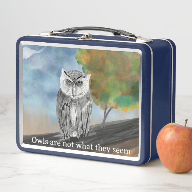 Seasonal Owl Painting in Nature Wonders Metal Lunch Box (In Situ)