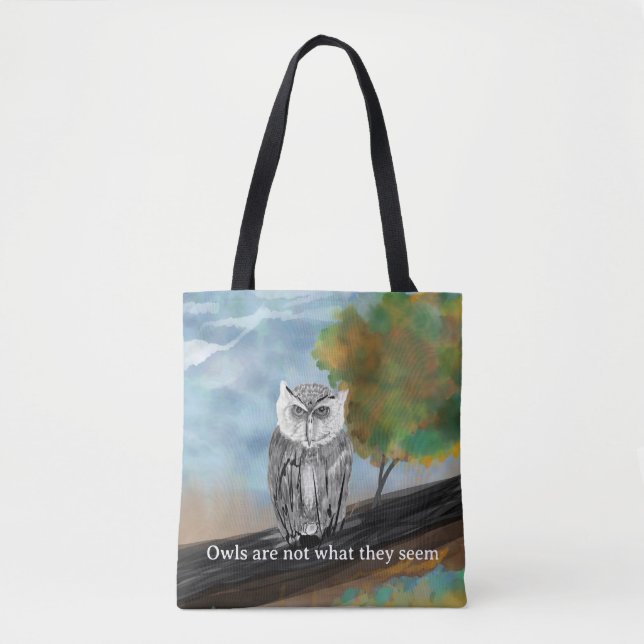 Seasonal Owl Painting in Nature Wonders Tote Bag (Front)
