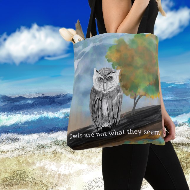 Seasonal Owl Painting in Nature Wonders Tote Bag (Creator Uploaded)