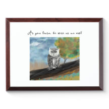 Seasonal Owl Print Award Plaque