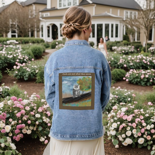 Seasonal Owl Print Denim Jacket (Wedding Back)