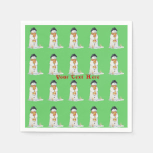 seasonal picture of cute snowman for Christmas Napkin