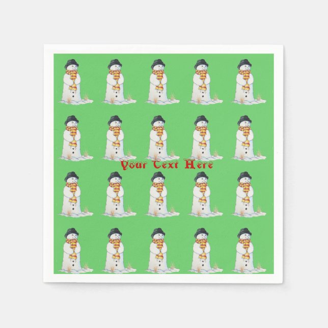 seasonal picture of cute snowman for Christmas Napkin (Front)