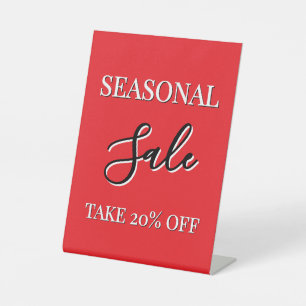 Seasonal Sale Sign, Retail Store Signage, Red Pedestal Sign