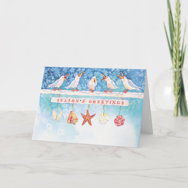 Seasonal Seagulls Holiday Card (Front)