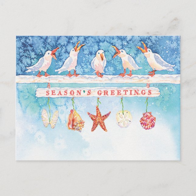 Seasonal Seagulls Holiday Postcard (Front)