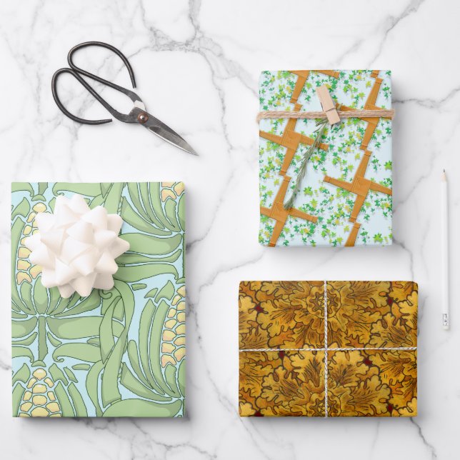 Seasonal Set Wrapping Paper Flat Sheet Set of 3 (Front)