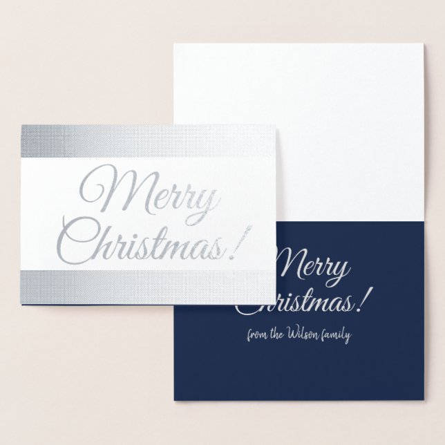 Seasonal Shiny Christmas Greeting from Family Foil Card (Display)