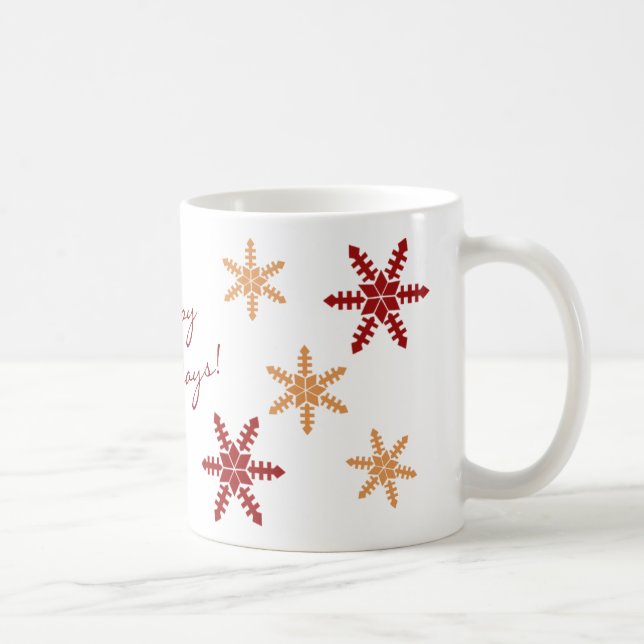 Seasonal Snowflakes Happy Holidays with Text Coffee Mug (Right)