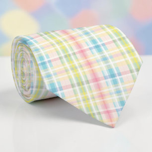 Seasonal Spring Pastel Plaid Necktie Tie
