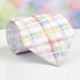 Seasonal Spring Pastel Plaid Necktie Tie