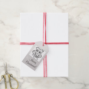 Seasonal Square Photo with Greeting Silver Gift Tags