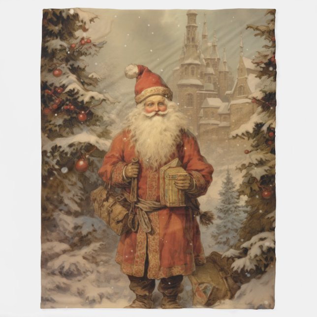 Seasonal Storybook Vintage Christmas Blanket  (Front)