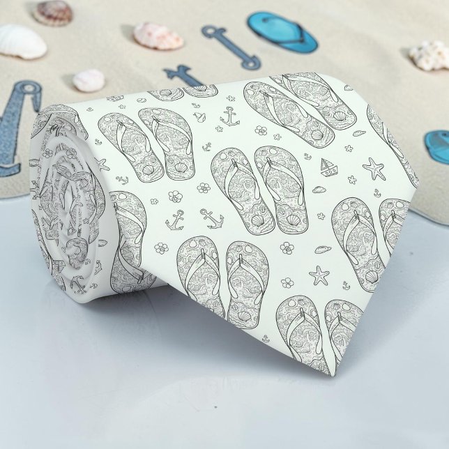 Seasonal Summer Flip Flop Pattern Necktie Tie (Creator Uploaded)
