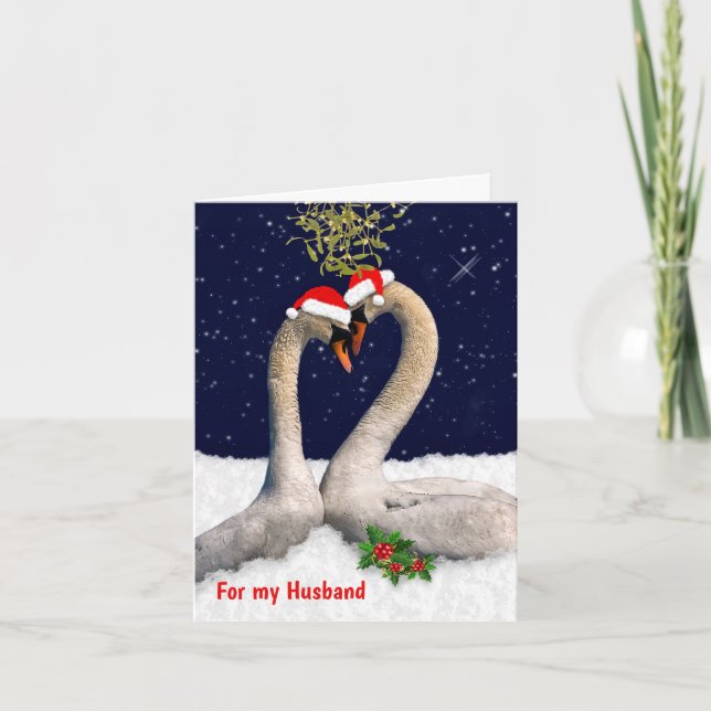 Seasonal Swans Christmas Card HUSBAND (Front)