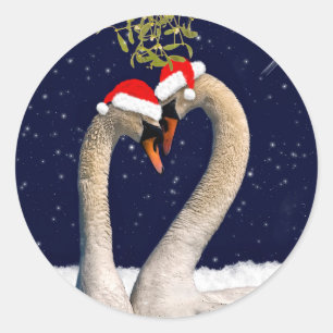 Seasonal Swans Christmas Sticker