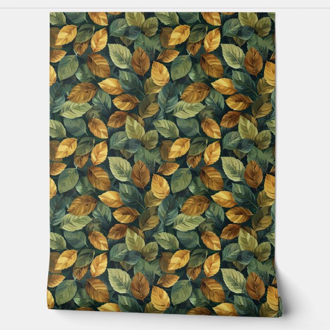 Seasonal terracotta orange yellow sage fall wallpaper (Unrolling)