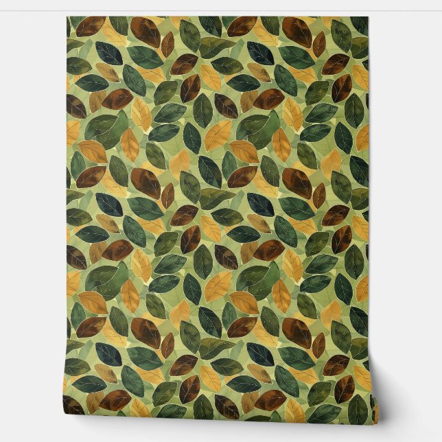 Seasonal terracotta orange yellow sage fall wallpaper (Unrolling)