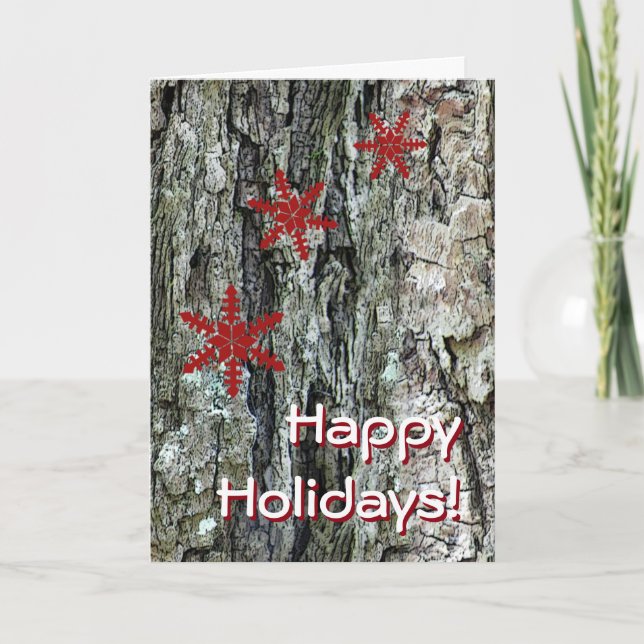 Seasonal Tree Bark Nature Holiday Greeting (Front)