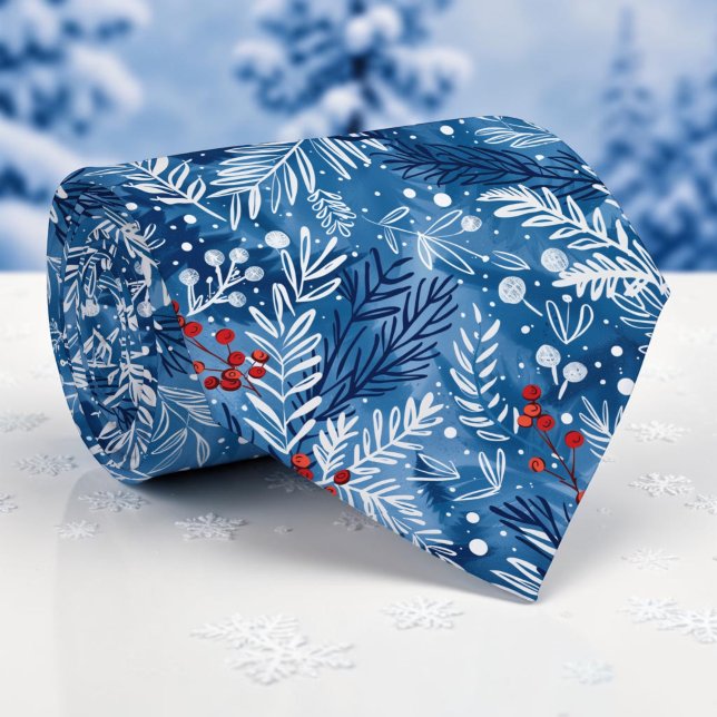 Seasonal Winter Blue Pattern Necktie Tie (Creator Uploaded)