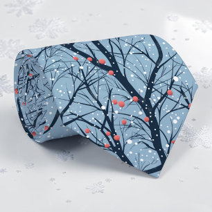 Seasonal Winter Blue Pattern Necktie Tie