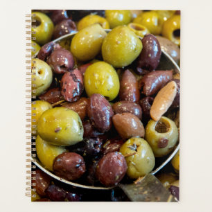 Seasoned black and green olives planner