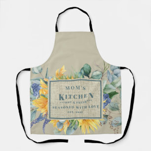 Seasoned with Love Mum's Kitchen Floral Tan Apron