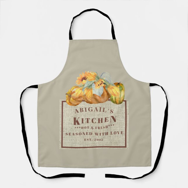 Seasoned with Love Thanksgiving Pumpkin Custom Apron (Front)