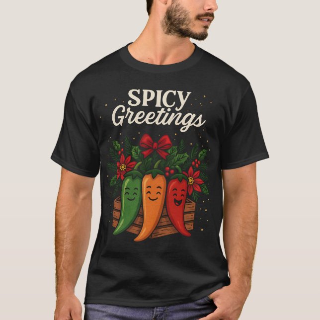 Seasoning Greetings Cute Holiday Spice Characters T-Shirt (Front)