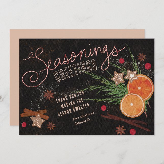 Seasonings Greetings Business Holiday Cards (Front/Back)