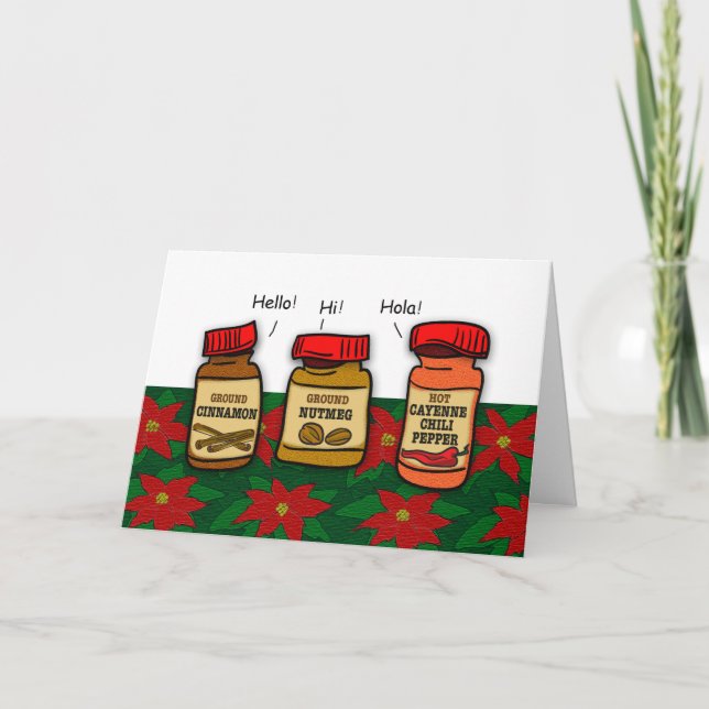 Seasoning's Greetings Funny Holiday Pun Card (Front)
