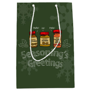 Seasoning's Greetings Funny Holiday Pun Medium Gift Bag
