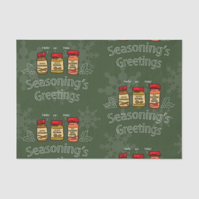 Seasoning's Greetings Funny Holiday Pun Tissue Paper (Front)