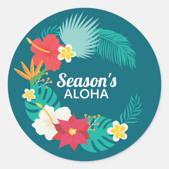 Season's Aloha Hawaiian Classic Round Sticker (Front)