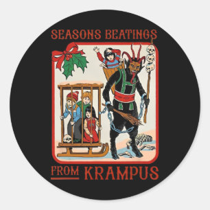 Seasons Beatings From Krampus Christmas Classic Round Sticker