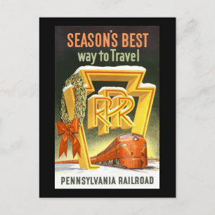 Season's Best Way To Travel Pennsylvania Railroad Postcard