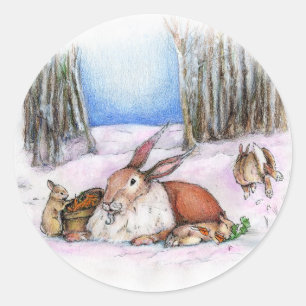 Season's Bunny Classic Round Sticker