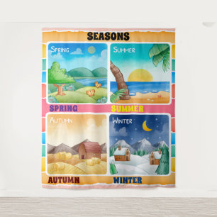 Seasons Educational Learning Classroom Tapestry