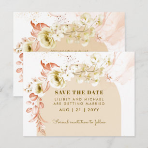 Seasons Fall Earthen Boho Floral Wedding SAVE DATE Postcard