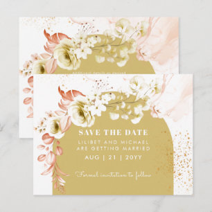 Seasons Fall Earthen Boho Floral Wedding SAVE DATE Postcard