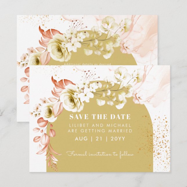 Seasons Fall Earthen Boho Floral Wedding SAVE DATE Postcard (Front/Back)