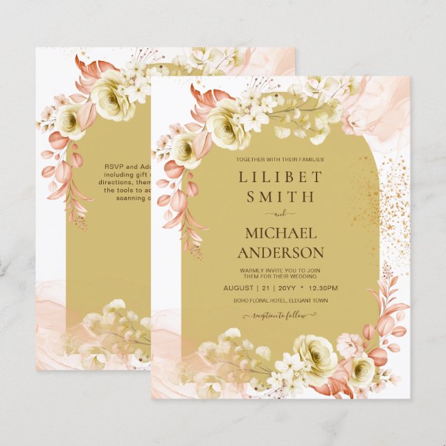 Seasons Fall Earthen Mix Boho Floral Wedding (Front/Back)