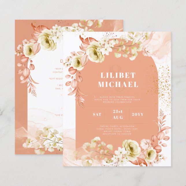 Seasons Fall Earthen Mix Boho Floral Wedding (Front/Back)