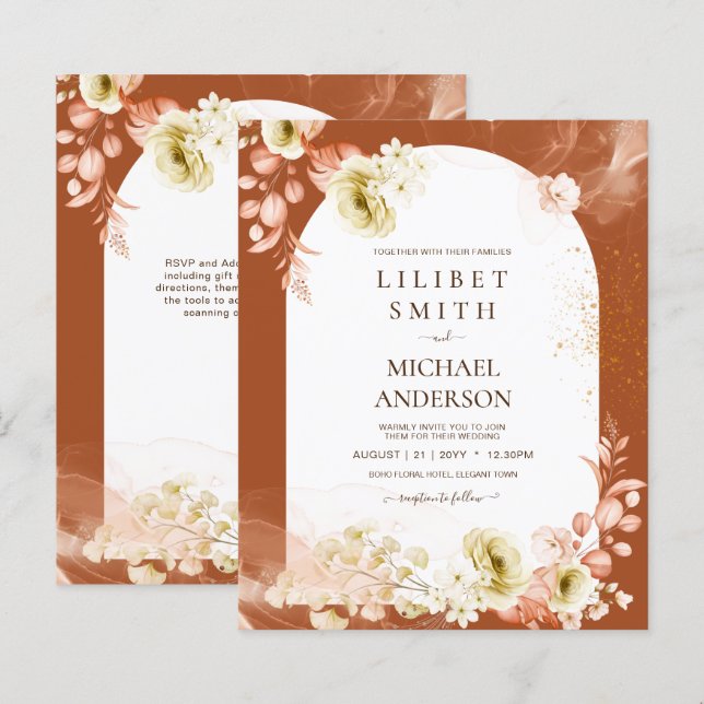 Seasons Fall Earthen Mix Boho Floral Wedding (Front/Back)