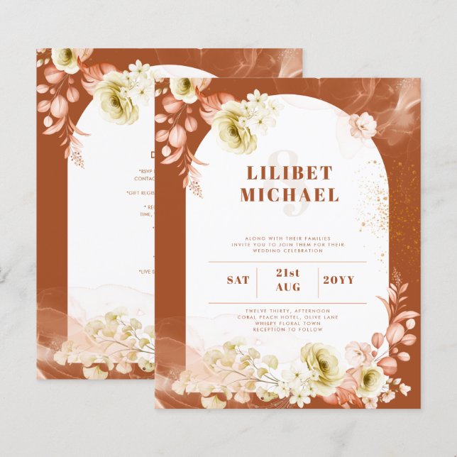 Seasons Fall Earthen Mix Boho Floral Wedding (Front/Back)