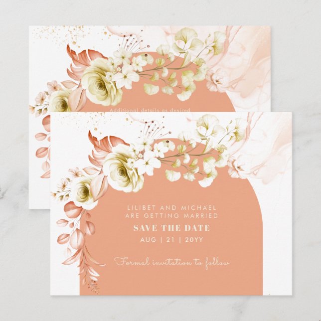 Seasons Fall Earthen Mix Boho Floral Wedding Postcard (Front/Back)