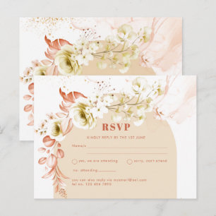 Seasons Fall Earthen Mix Boho Floral Wedding Postcard