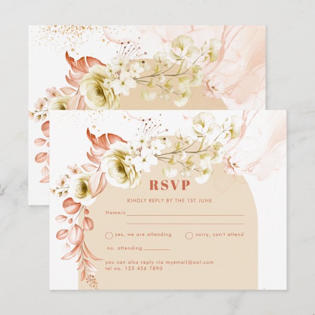 Seasons Fall Earthen Mix Boho Floral Wedding Postcard (Front/Back)